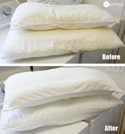 maneira eficaz, como obter roupas de cama e travesseiros brancos
