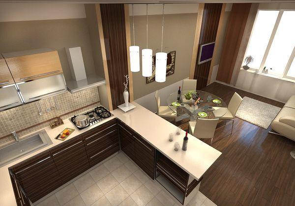 design de cozinha combinado com sala de estar