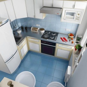 Arranjo de armários de cozinha em uma pequena sala