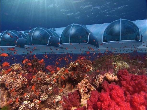 hotel subaquático no arquipélago de Fiji. | Foto: s-media-cache-ak0.pinimg.com.
