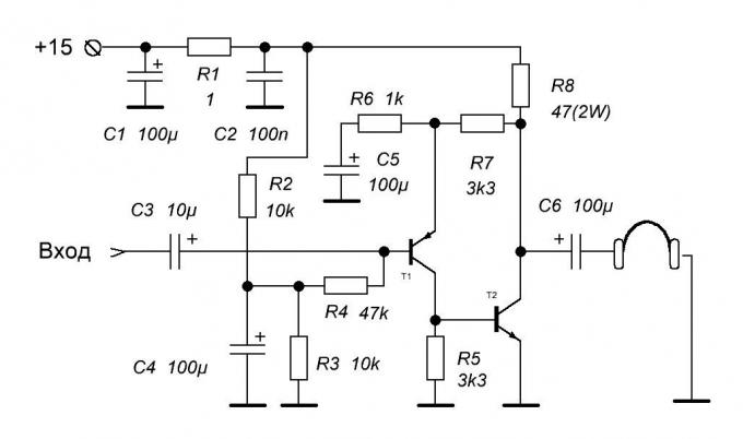 Descrição do circuito amplificador classe "A" para um fone de ouvido melhor soando