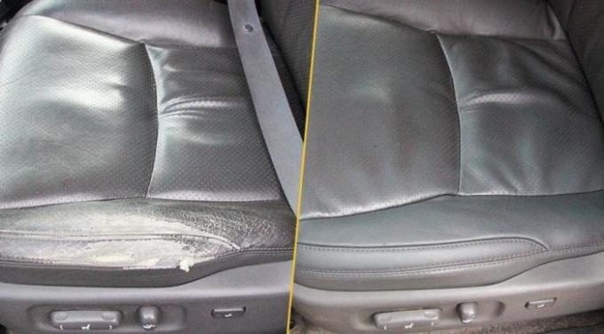 Pequenas escoriações em assentos de couro também pode ser disfarçado, mas danos graves para exigir reparos caros. | Foto: amdplus.ru.