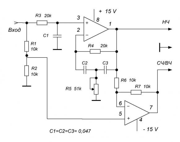 Descrição do circuito filtro ativo para o sistema de reprodução de banda dupla