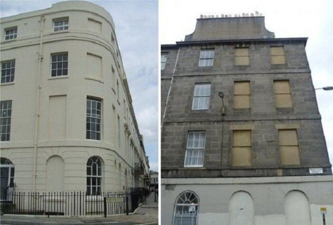 Por que na Inglaterra em edifícios históricos como as janelas immured