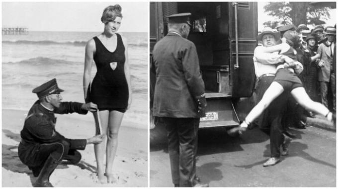 Mulheres nas "indecentes" trajes de banho deveria ser preso! (Th 1920, EUA). 