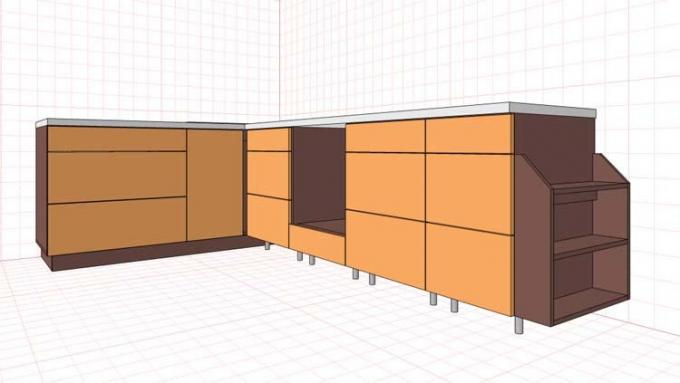 Exemplo de desenho de conjunto de cozinha do programa PRO100.
