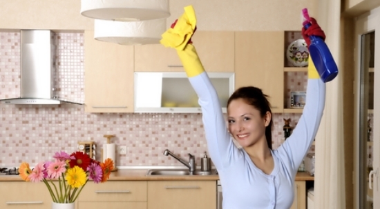 A cozinha brilha com a limpeza