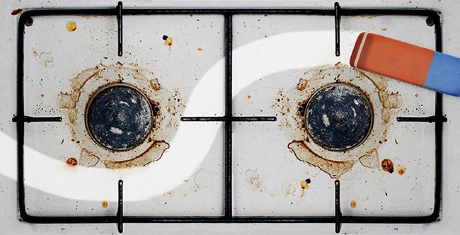 Um fogão limpo proporciona visualmente uma cozinha mais limpa