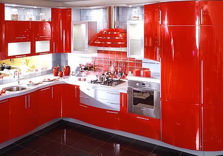 cozinhas vermelhas e brancas