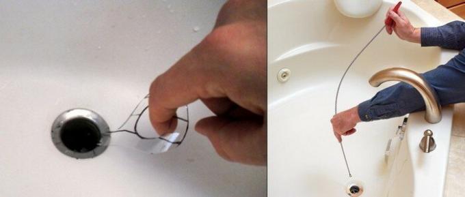 Usar uma espiral, bem como o cabo para a limpeza de loiça sanitária (foto).