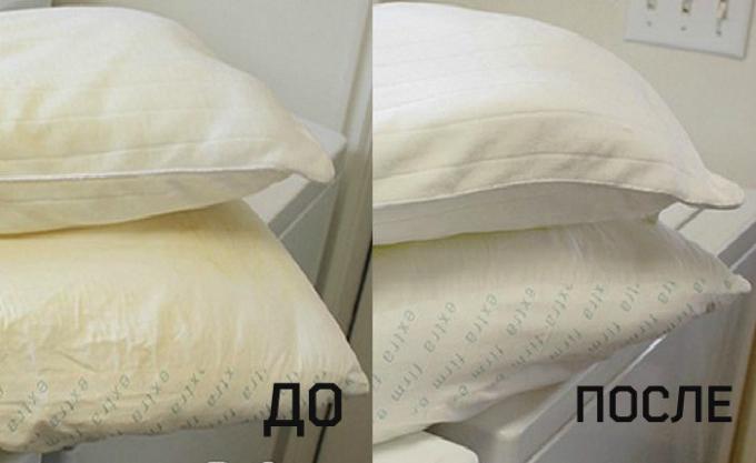 maneira eficaz, como obter roupas de cama e travesseiros brancos