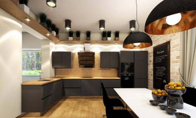 Quadro-negro em cozinha estilo loft