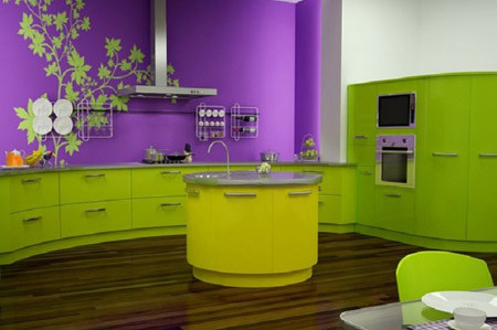 Cozinha verde lilás