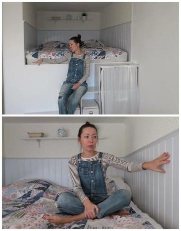 Em um pódio alta na menina nicho formado ela fez um quarto real. | Foto: youtube.com.