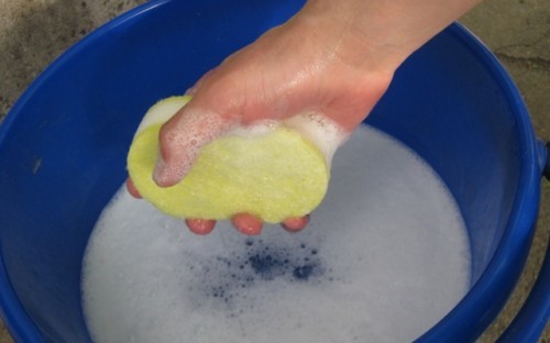 Uma esponja macia e detergente comum são perfeitos para manter um teto tenso