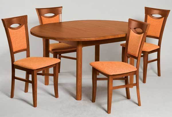 Ao escolher uma mesa, não se esqueça de pegar imediatamente cadeiras com uma textura adequada