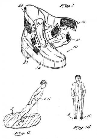 Figura patente de calçado com efeito anti-gravitacional.
